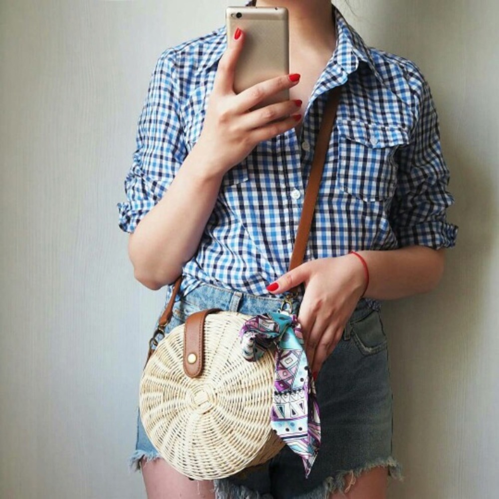 🆕 TULUM Circle Woven Rattan Crossbody - Picture 7 of 8